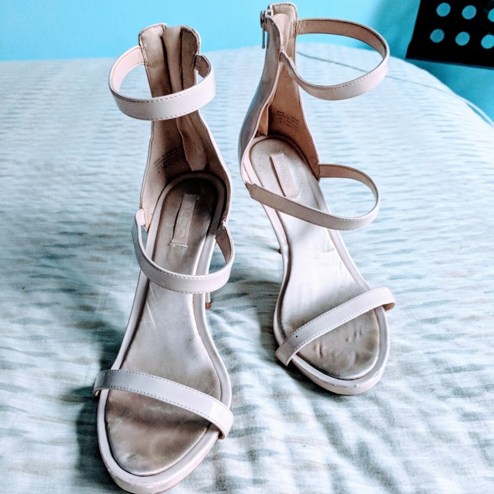 ALDO, cream strapped heels